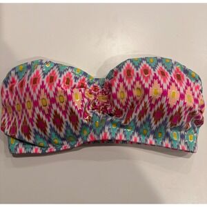 Victoria's Secret The Babe Bandeau Bikini Top Tribal Ikat Gold Foil Pink 34D